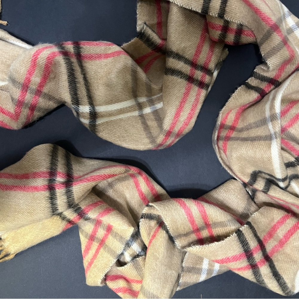 Cejon Tan and Red Plaid Scarf